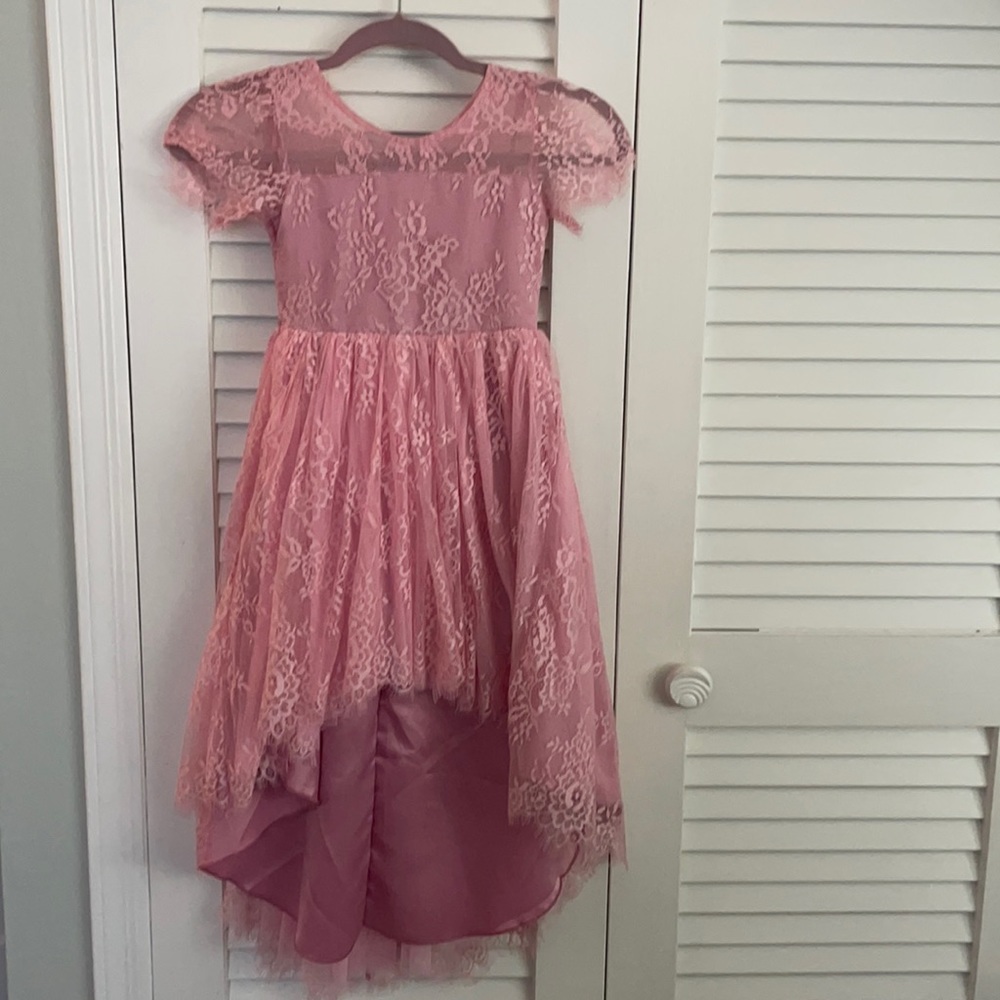 Pink lace dress. Girls size 5